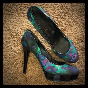 Platform silky purple/blue/green/black heels